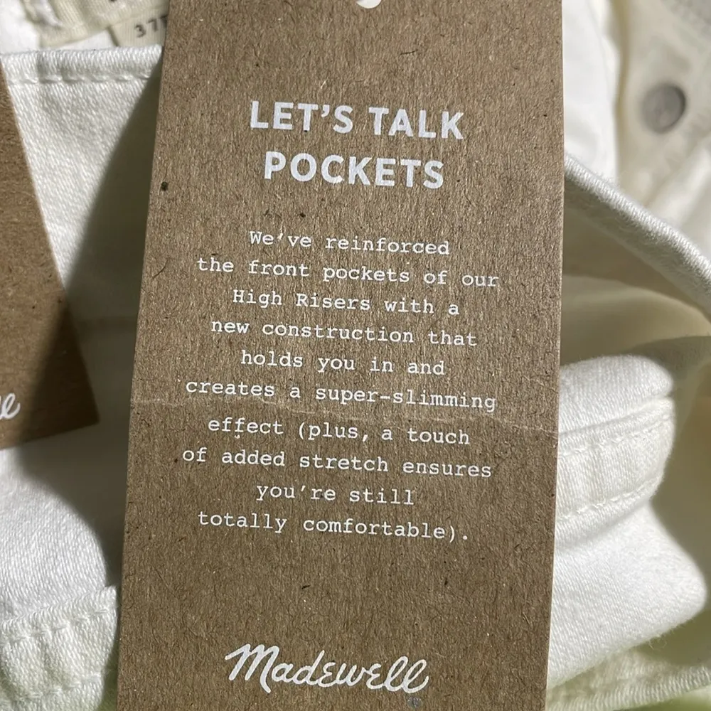 Madewell Jeans 10” Petite High Rise Skinny Pure White Step Raw Hem Sz 37/46 NWT - Image 7