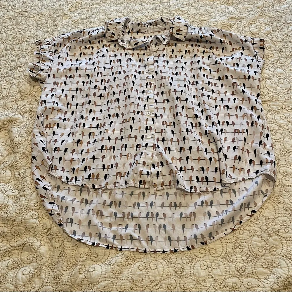 Jane + Delancey Women’s Black Sleeveless Notched Collar Button Down Size Large White - Image 4