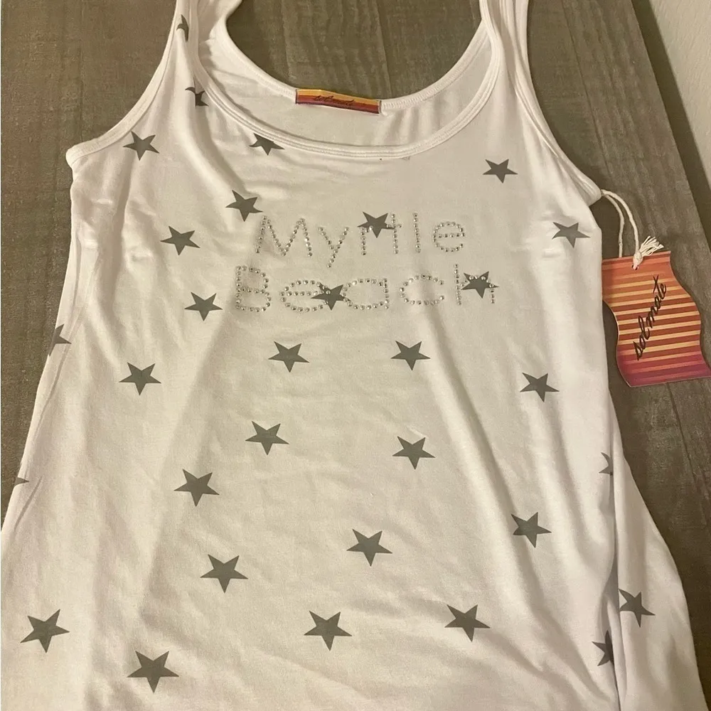 SOL Mate NWT Myrtle Beach rhinestone star tank top White - Image 2