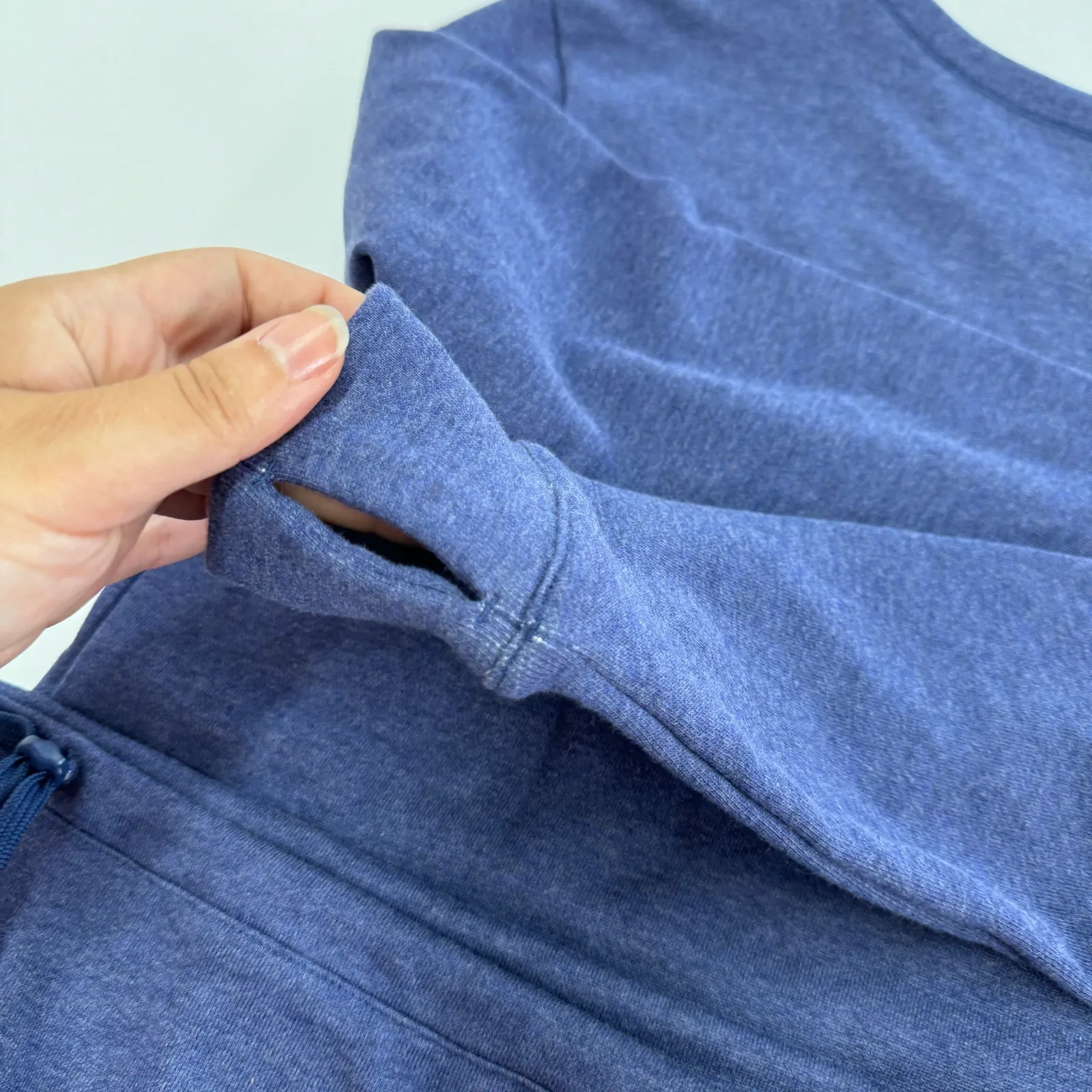 Adidas Sweatshirt Womens Medium Blue Logo Drawstring Hem Cozy‎ Pullover - Image 10