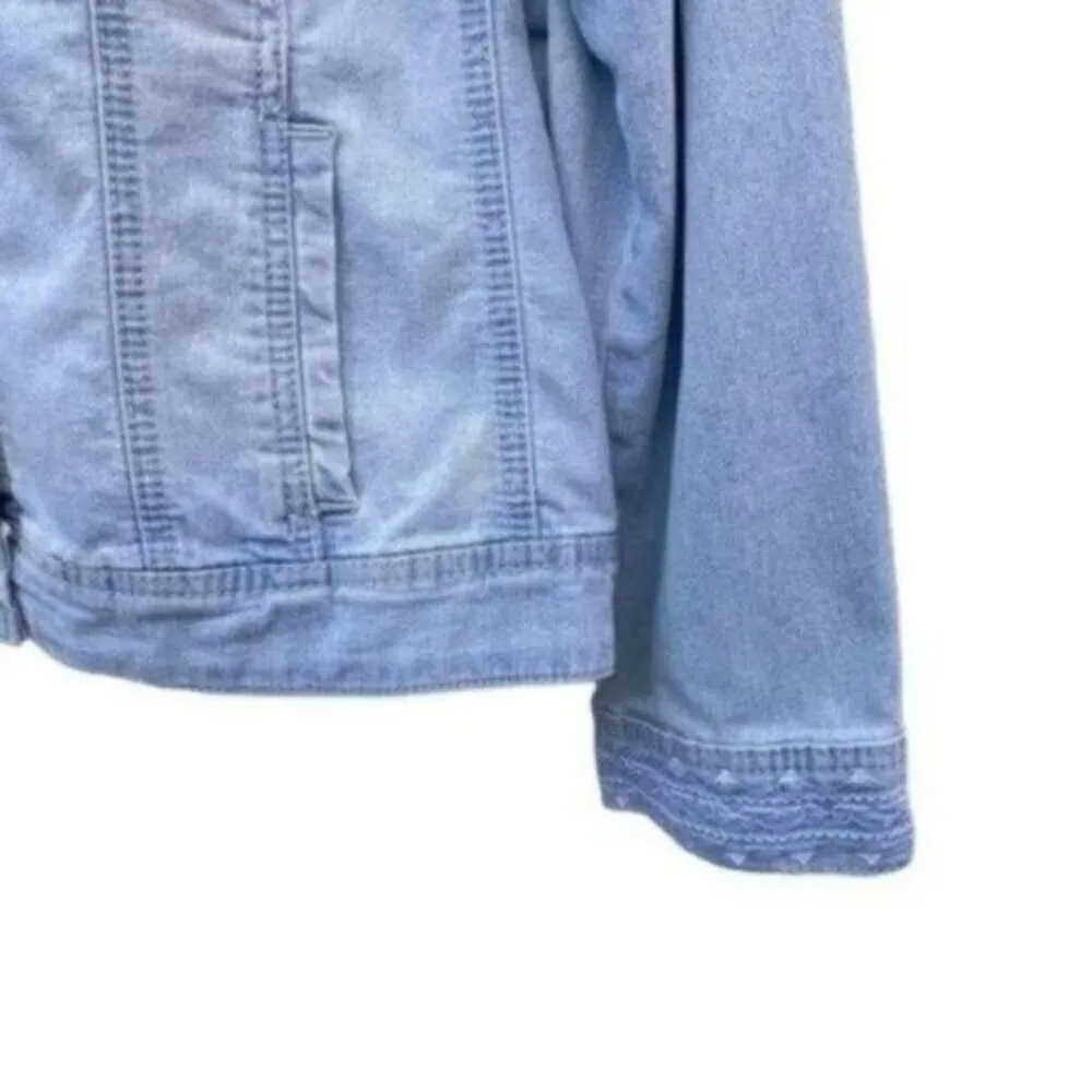 Y2K Denim Jean Jacket Embroidered Stonewashed Vintage - Image 5