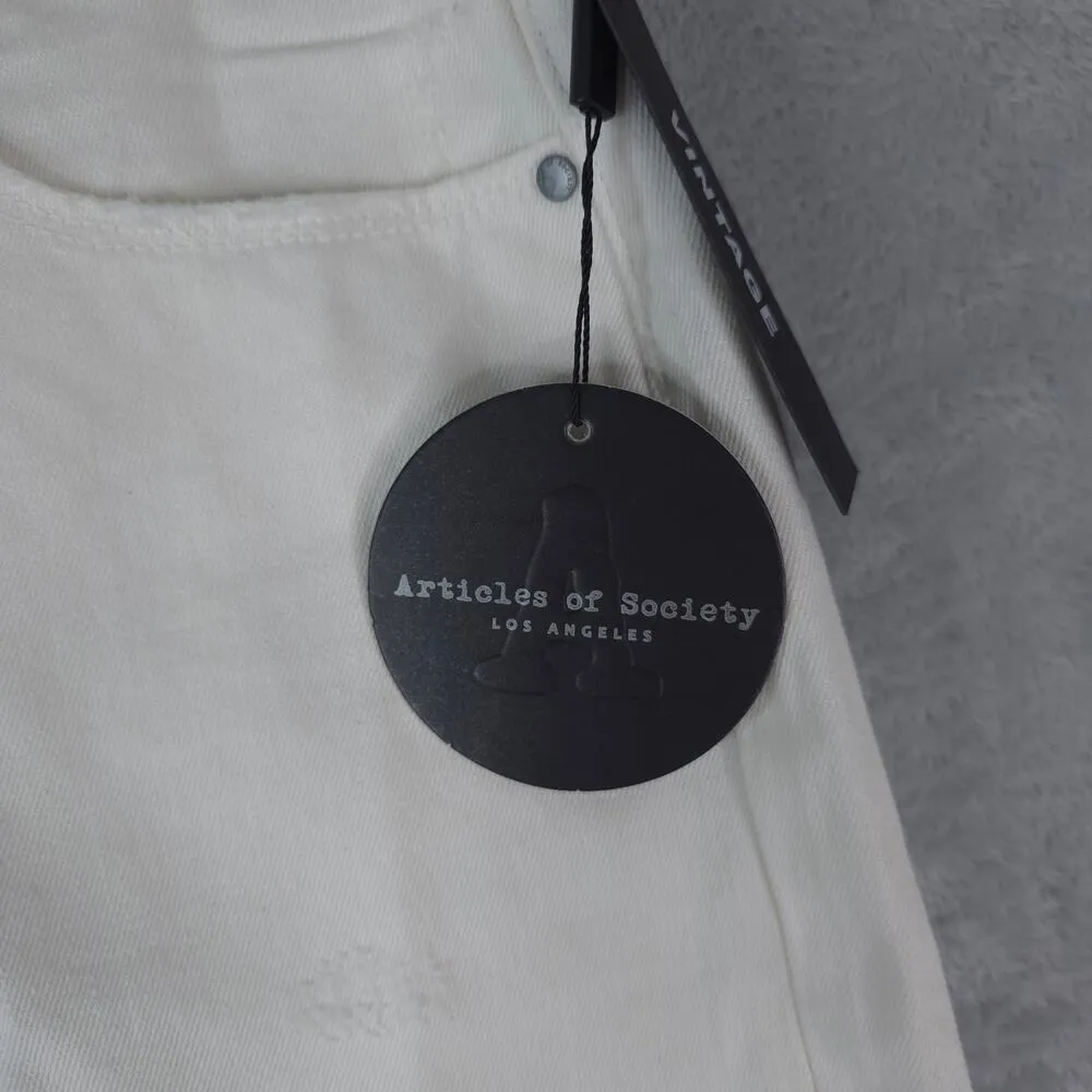 Articles of Society Shorts Womens 29 White Cotton Distressed Cut Off 4" Inseam - Image 4