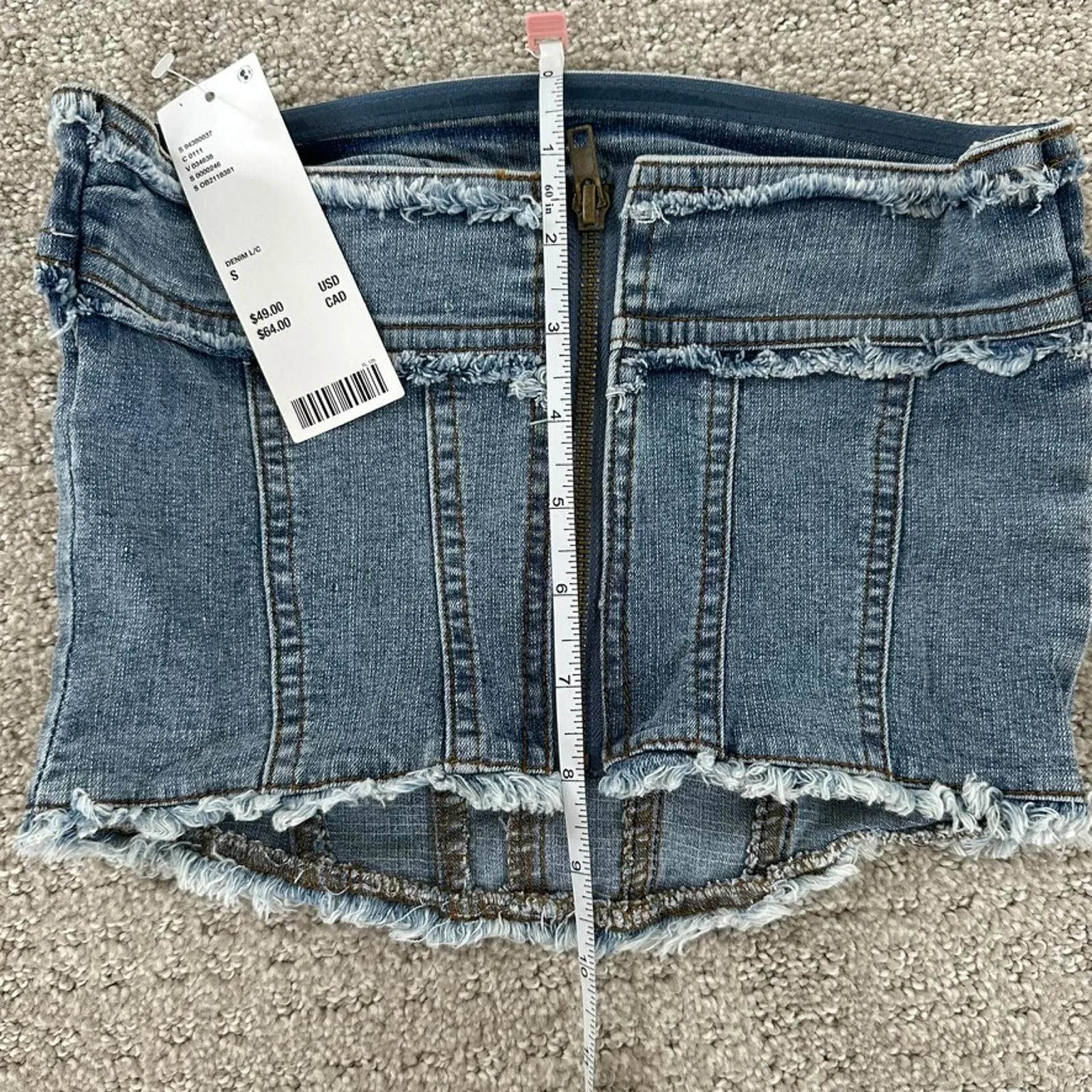 UO Ecote Kate Denim Tube Top Urban Outfitters Light Wash Blue NWT Small - Image 7