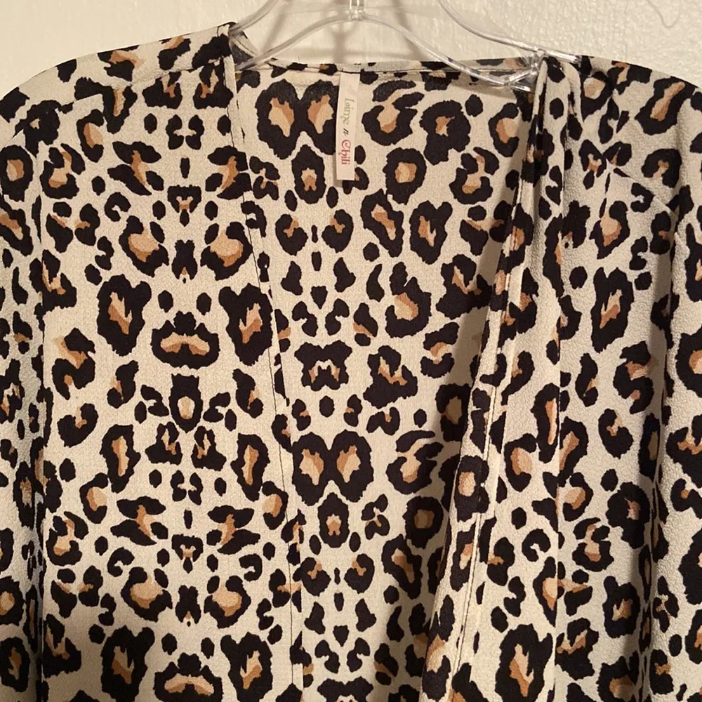 Lime N Chili Cheetah Print Open Front Kimono - Image 3