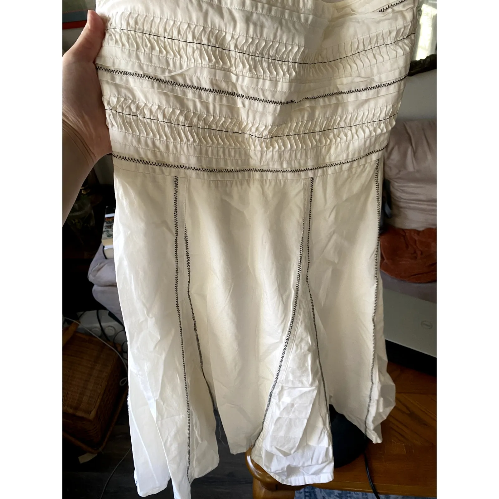 Vintage Y2K Arden B. Embroidered White Cotton Halter Midi Dress Small‎ Feminine - Image 5