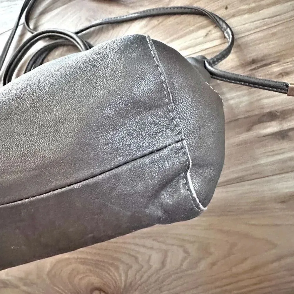 CHLOÉ CHLOE | Snake Embossed Leather Tote Crossbody Gray Gunmetal Metallic Bag - Image 5