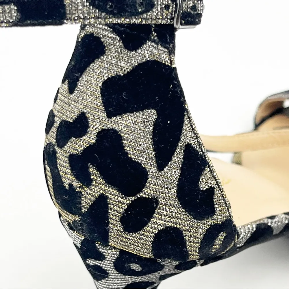 THALIA SODI Animal Print Two Toned Strappy Open Toe Glitter Heels, Size 9 - Image 4