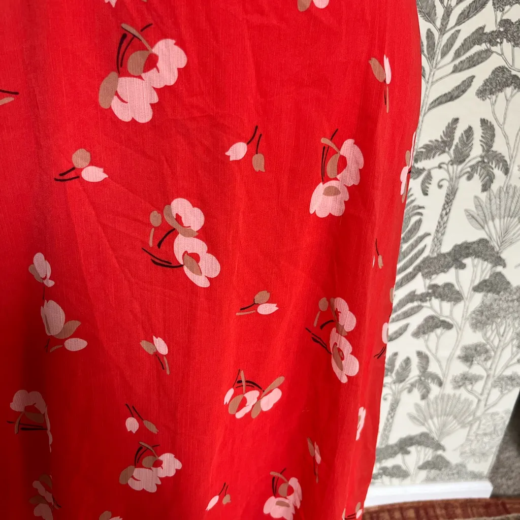 Ralph Lauren Red Floral wrap Dress Size 12 black label - Image 5