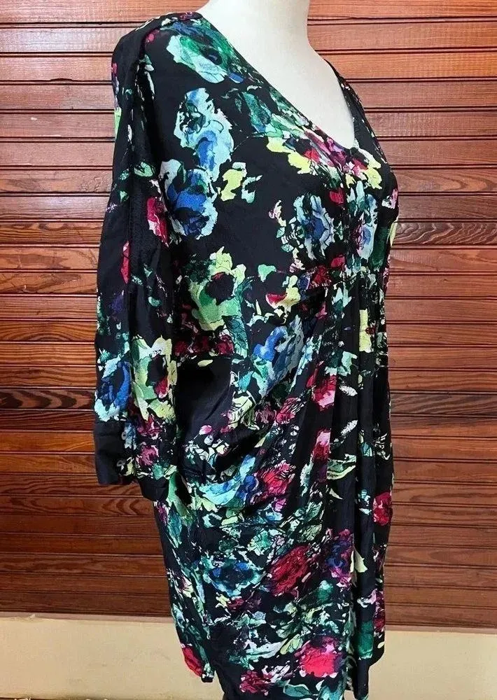 Maeve Anthropologie Black Floral Petal Palette Tunic Dress Size XS - Image 9
