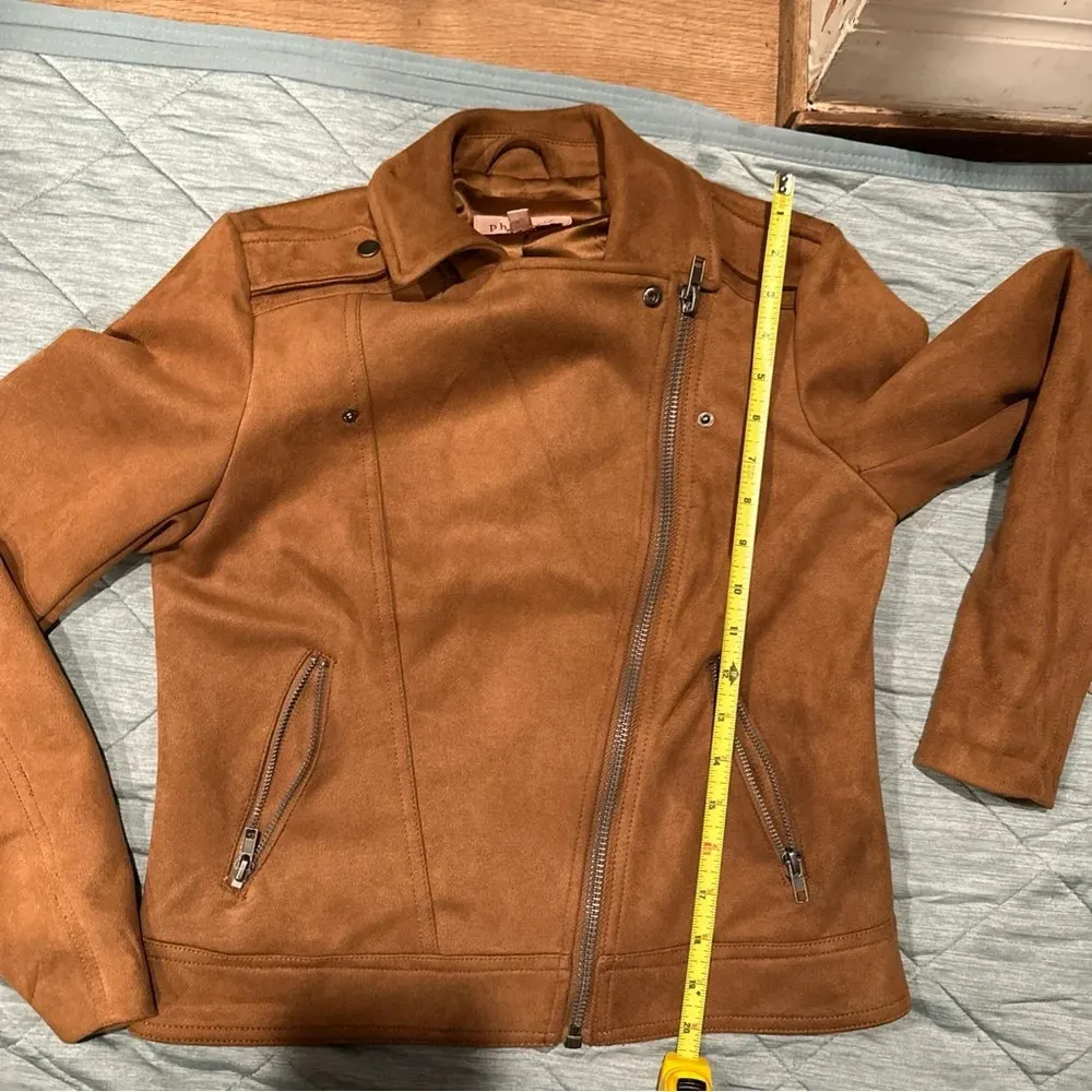 PHILOSOPHY XS WOMENS JACKET FAUX LEATHER BROWN EXCELLENT CONDITION - Image 8