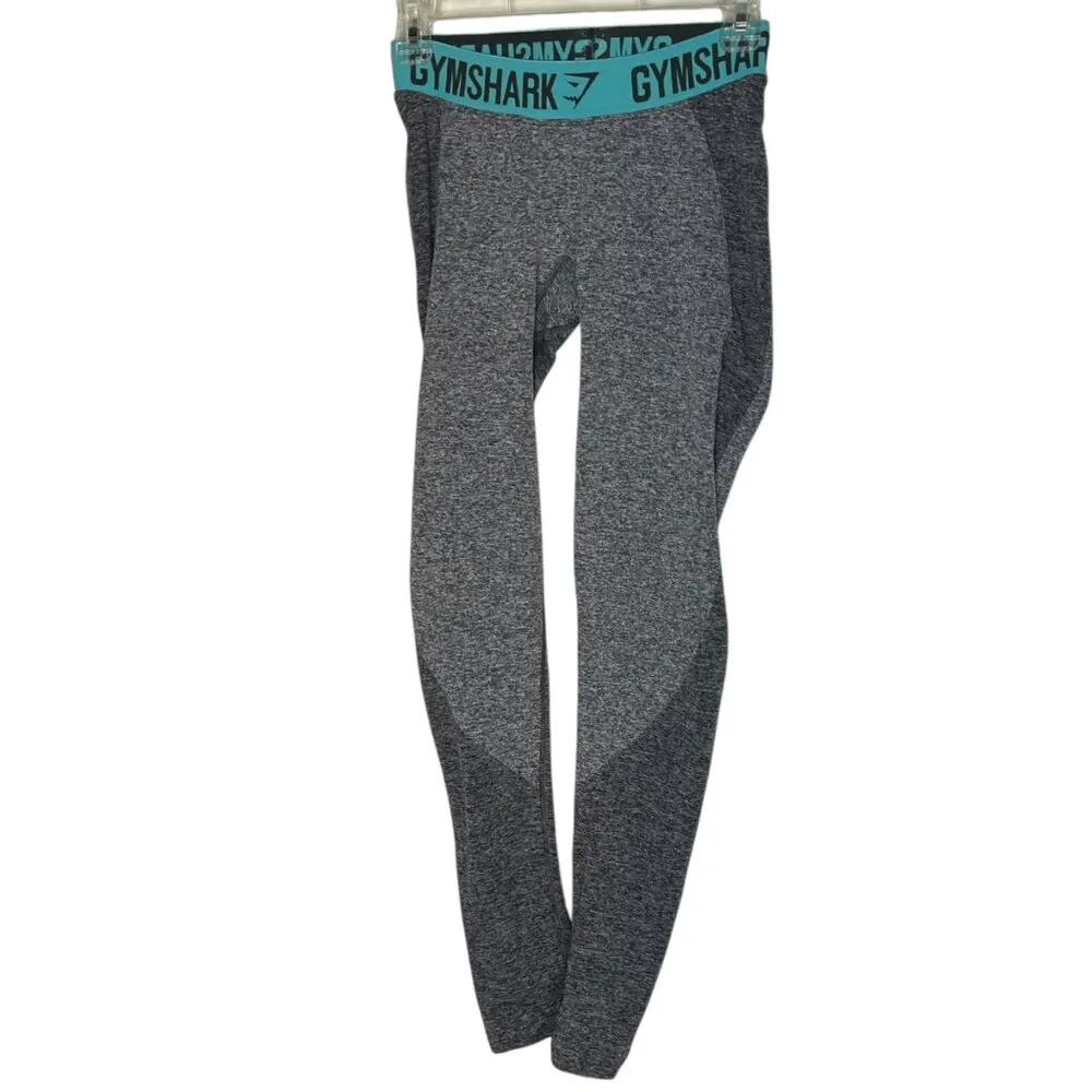 Gymshark Women's S Flex‎ Leggings Dry Charcoal Marl Dusky Teal Mid Rise Sporty - Image 2