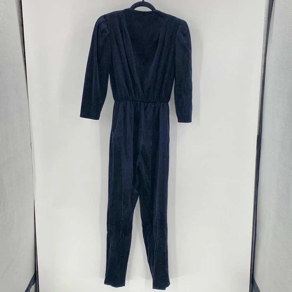 Vintage Scarlet black velvet pockets jumpsuit Christmas new year date night chic - Image 9