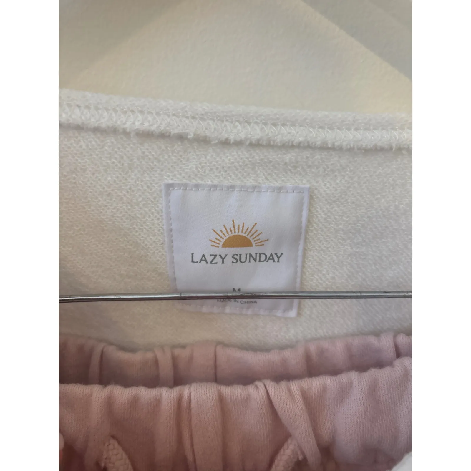 Lazy Sunday Pink Wide Leg Lounge Pants Matching Set Sweatpants Size M - Image 5