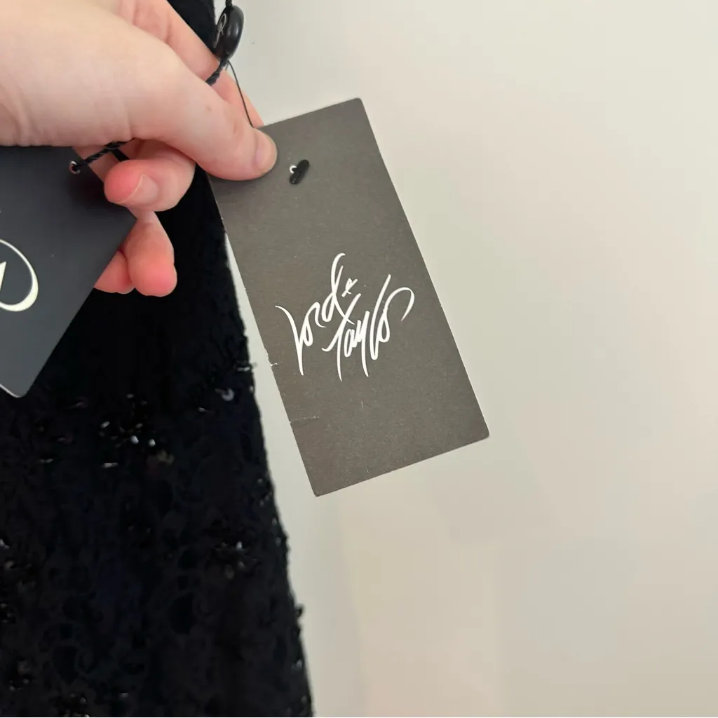 Adrianna Papell | Black Lace Beaded Sleeveless Dress Size 4 Women's NWT - Image 7