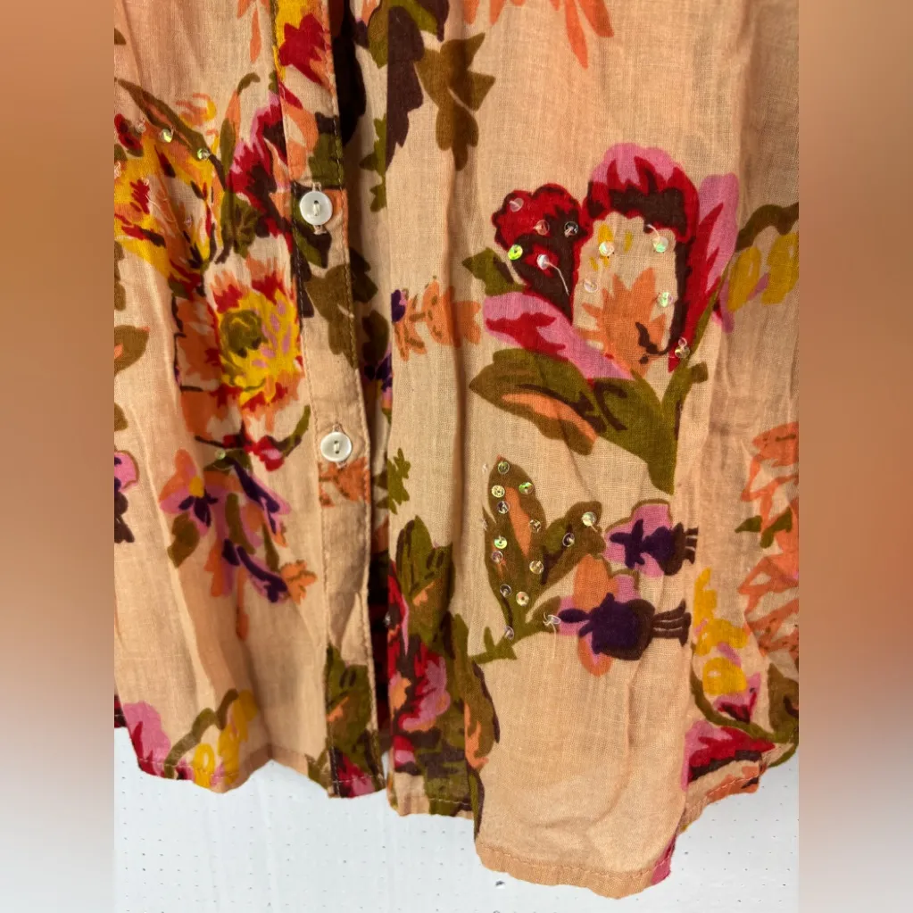 Style & Co. 12 Cotton Multicolor Fall Floral Button Down Pocketed Shirt - Image 4