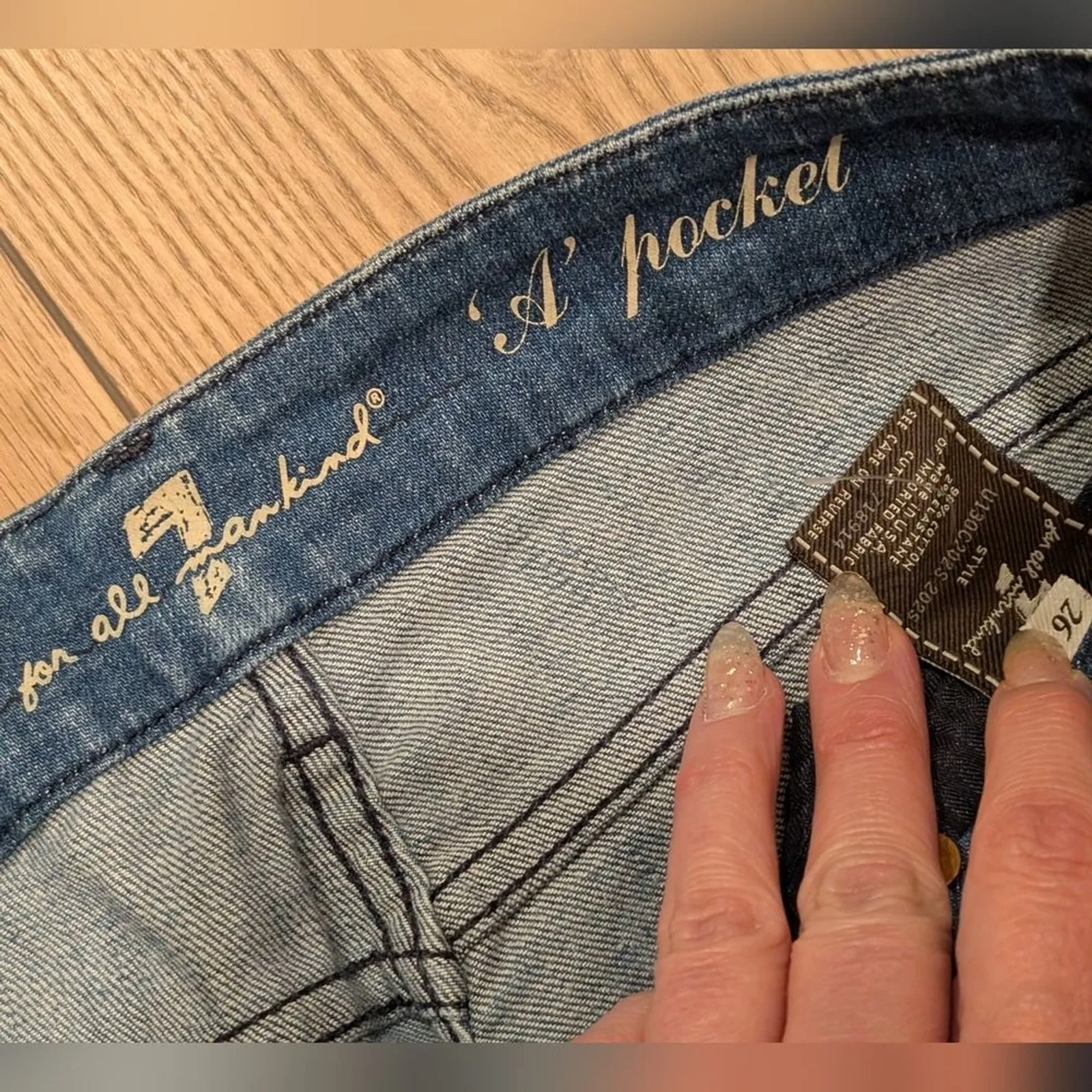 7 For All Mankind Crystal A Pocket Jeans Womens 26 Bling Bootcut Boot Leg Denim - Image 4