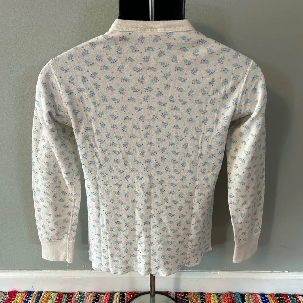 70s Floral Country Kitchen Shirt Long Sleeve Medium Pastel Colors White - Image 4