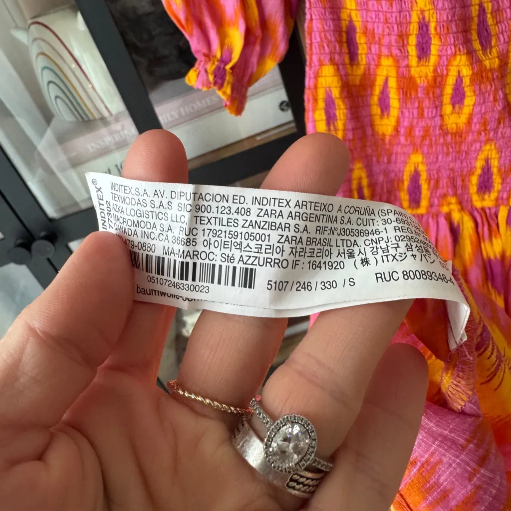 Zara smocked maxi dress midi blogger favorite colorful print neon balloon sleeve - Image 14