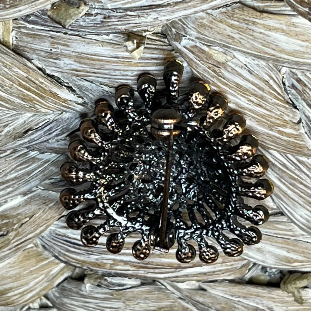 Pink Rhinestone Heart Shaped Starburst Brooch - Image 3