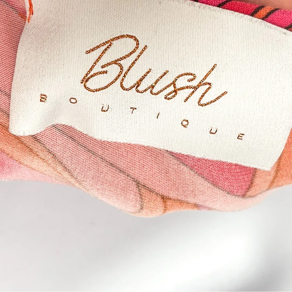 Vibrant Psychedelic Y2K 2000s Drawstring Tie Crop Top Long Sleeve Medium - Image 6