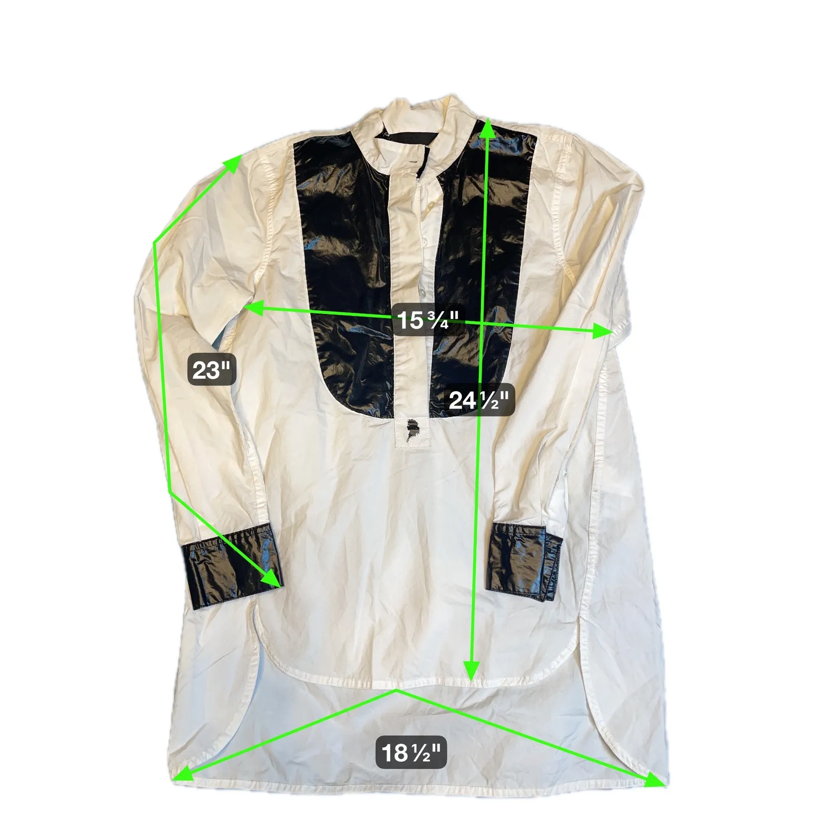 Karl Lagerfeld White Black Patent Tuxedo Shirt Tunic Dress Size M - Image 2