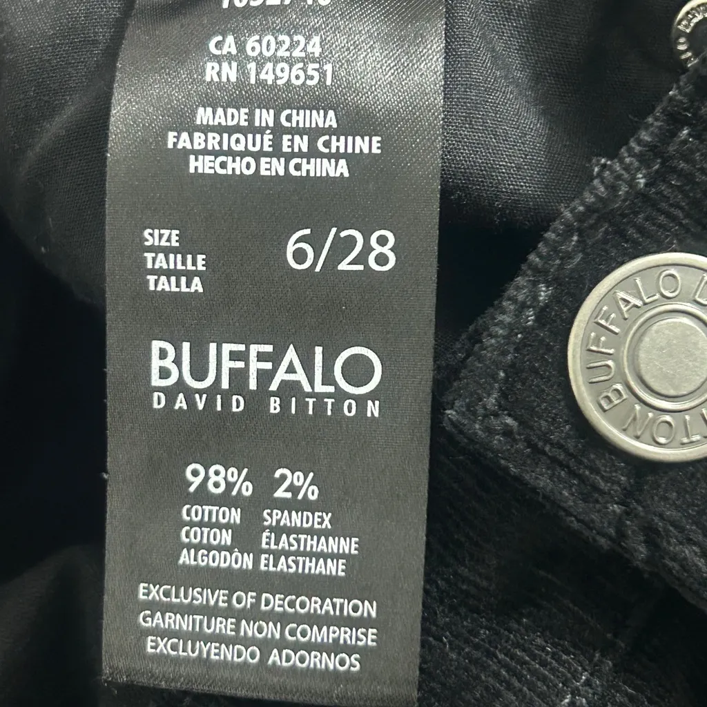 Buffalo David Bitton Black Corduroy Skinny Pants Women’s Size 6/28..(A276) - Image 8
