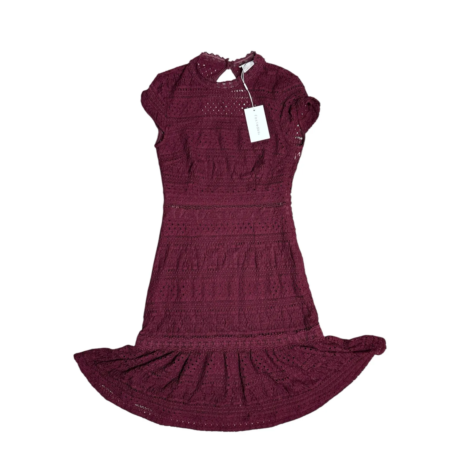 Foxiedox Ellie Lace Open Back Cocktail Dress in‎ Red Wine Size Small - Image 6