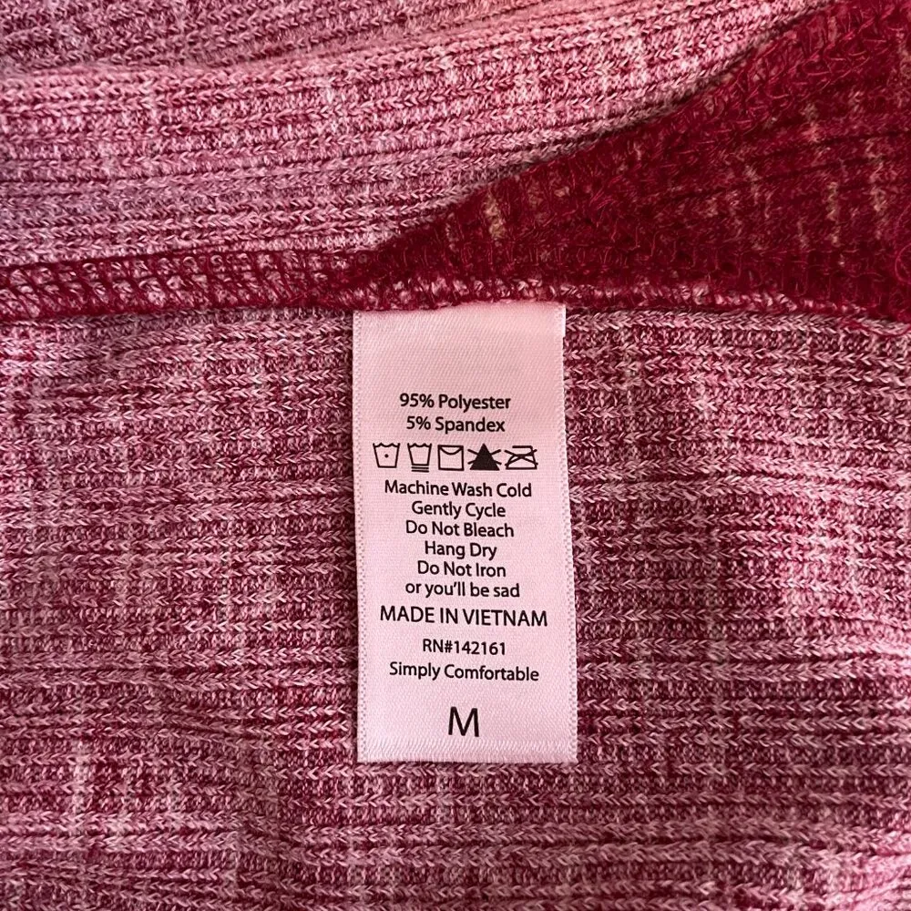 Lularoe Women M Red Beige Heather Rachael V Neck Zipper Tank Textured Knit - Image 6