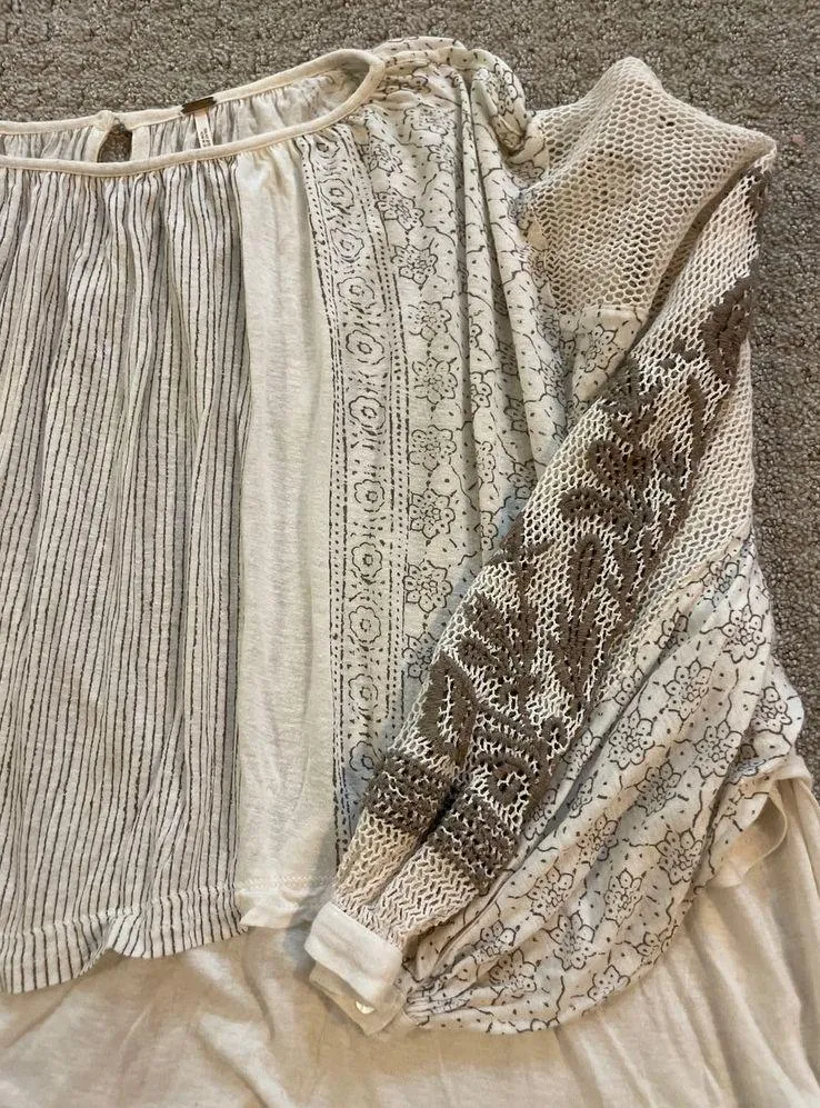 Free People Indigo Dreams Embroidered Tunic in Ecru XS - Image 4