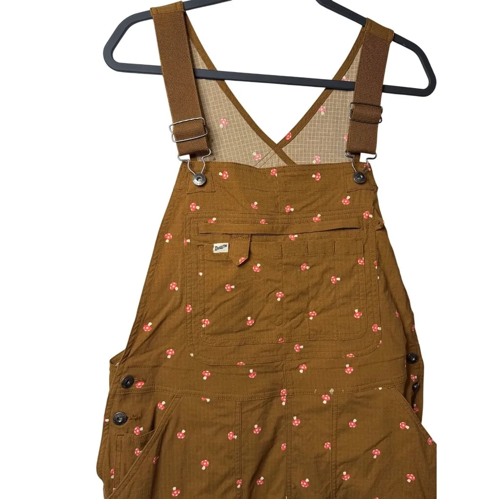 Duluth Trading Co Women Large Mushroom AOP Print Gardening Bib Overalls Heirloom Brown - Image 3