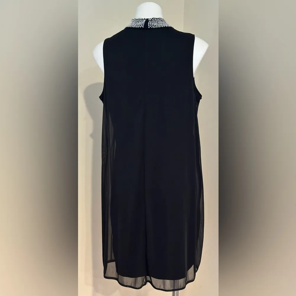Nik & Nash Black Sleeveless Sheer Dress beaded Collar. Sz XL - Image 3