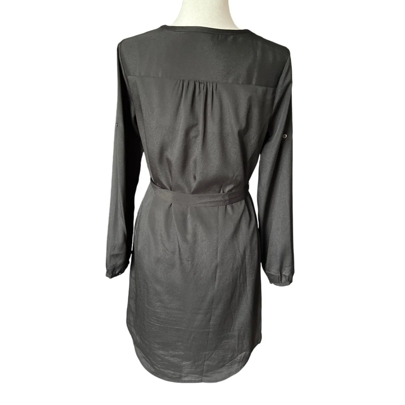 Jennifer Lopez Black Belted Shirtdress Womens Size 4 Embellished Lightweight LBD - Image 4