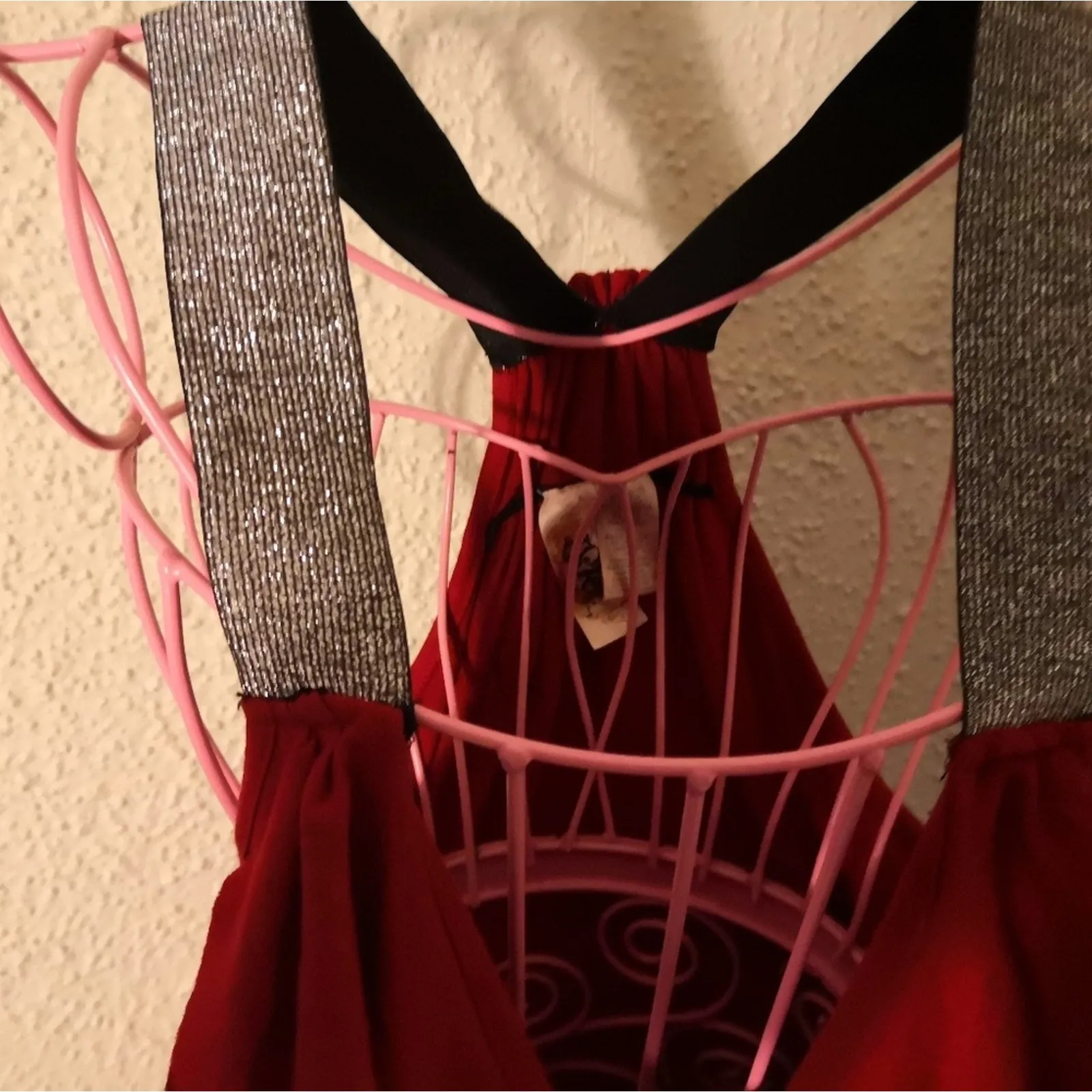 Esther Red/Silver Sleeveless Ruffled Racerback Mini Dress L Boho Coquette Girl Red Size L - Image 7