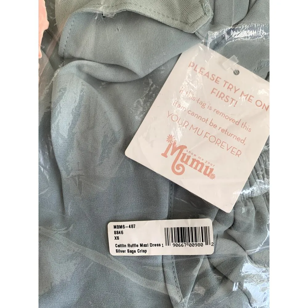 Show Me Your Mumu Caitlin Maxi Dress Silver Sage XS NWT - Image 7