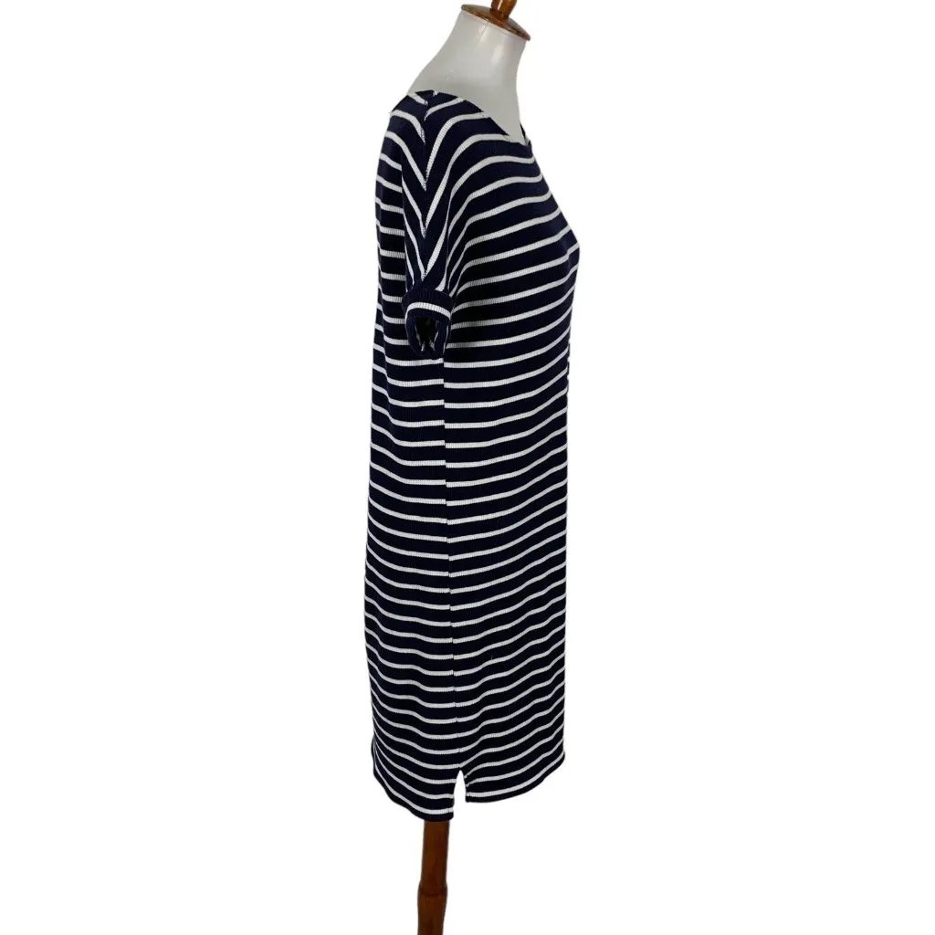 Emberley Striped Dress XS Blue White Short Sleeve Nautical Coastal Preppy Resort - Image 3