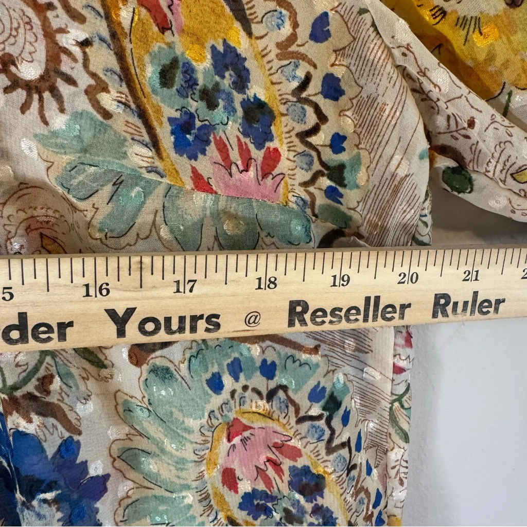 Figueroa & Flower Border Print Boho 3/4 Sleeve Blouse Womens boho floral size L - Image 8