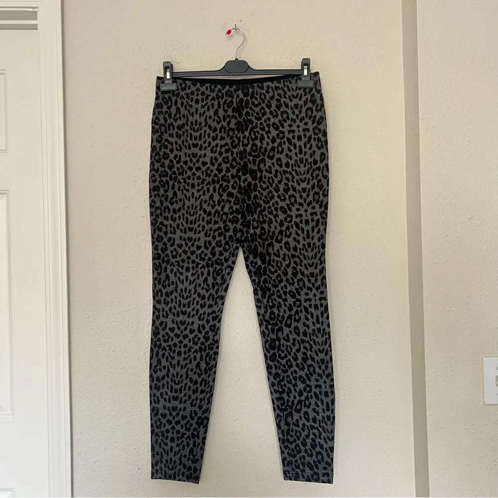 Boston Proper Leopard Animal Print Ponte Pull on Pants Size Medium Gray Black - Image 4