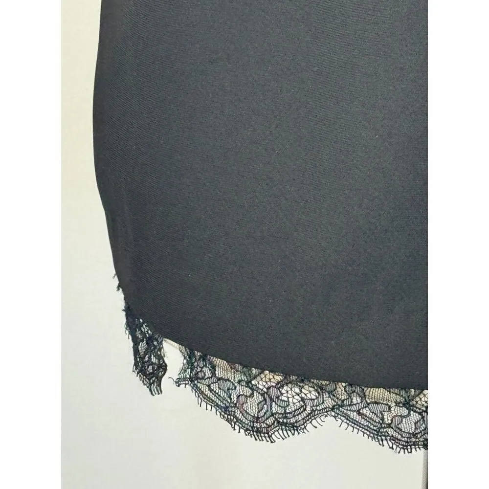 Sandro Black Crew Neck Short Sleeve Lace Trim Exposed Zipper Blouse Size 0‎ - Image 9