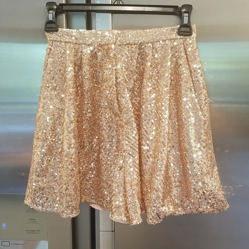 💕MAJE💕 Paillette Pleated Sequined Tulle Shorts High Rise ~ Metal Pink 34 NWT - Image 12