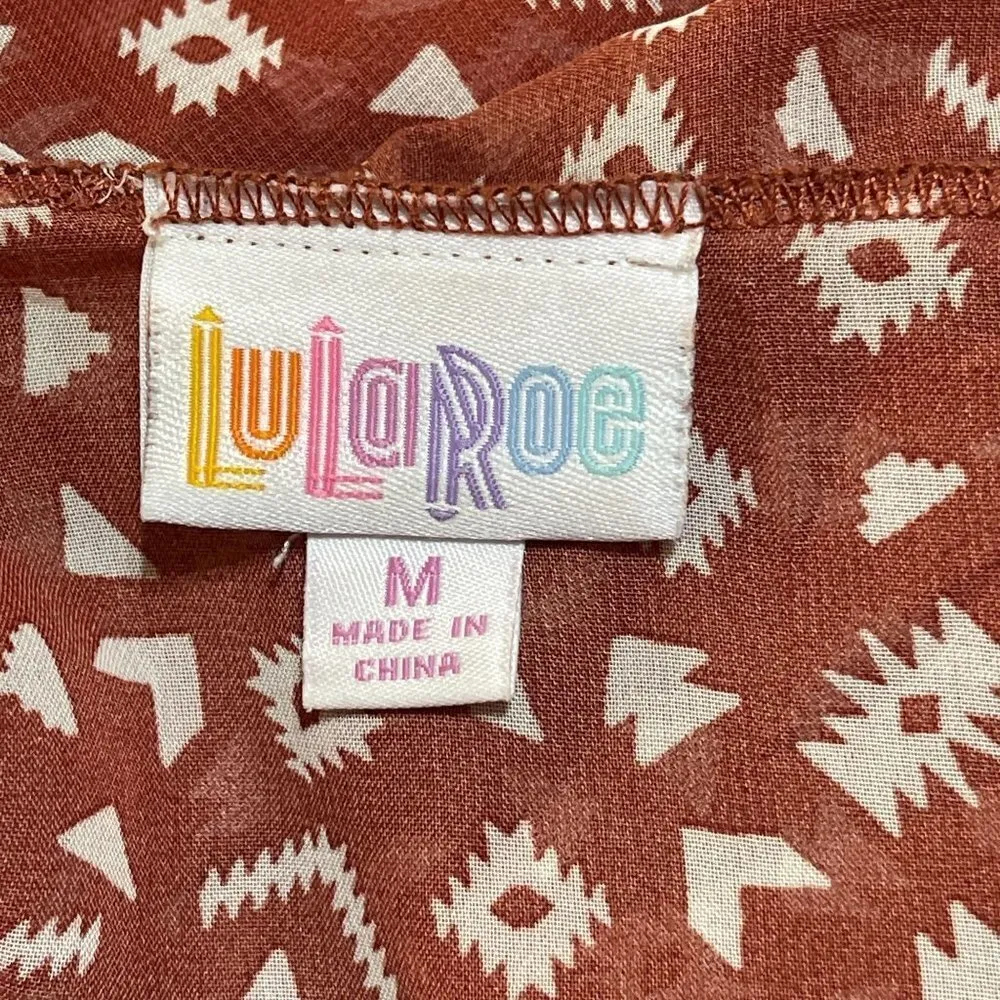 LuLaRoe Kimono Waterfall Front Cardigan Rust Brown Open Size M Medium - Image 4