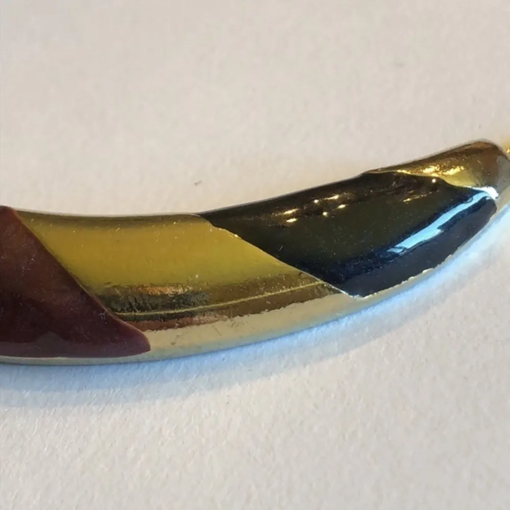 Vintage Gold Tone Flat Chain Enamel Necklace - Image 3