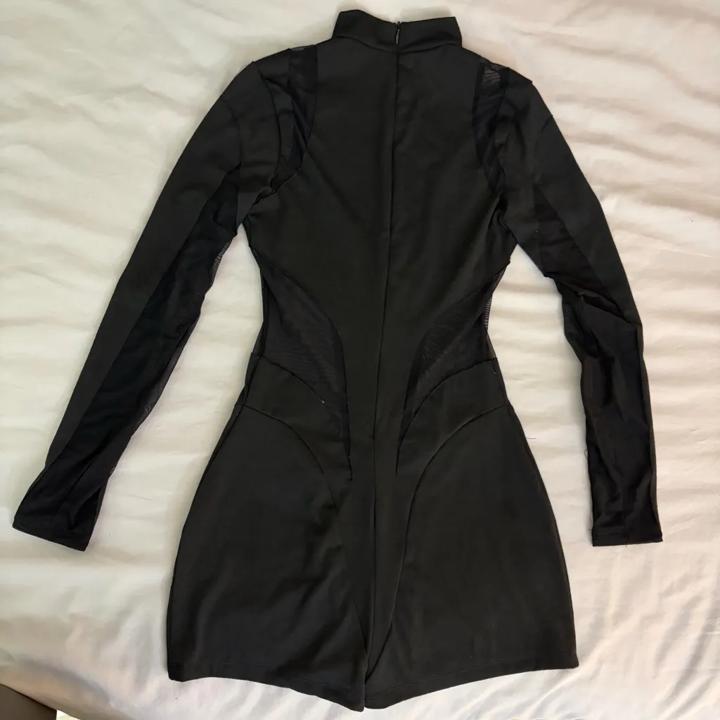 Shein Black Mesh Long Sleeve Cut-Out Romper, Small, Festival/Rave - Image 10