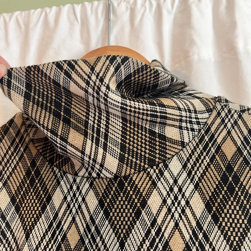 Fleurish Vintage Style Fall Plaid Sleeveless Mockneck Mini Dress Black Size L - Image 3