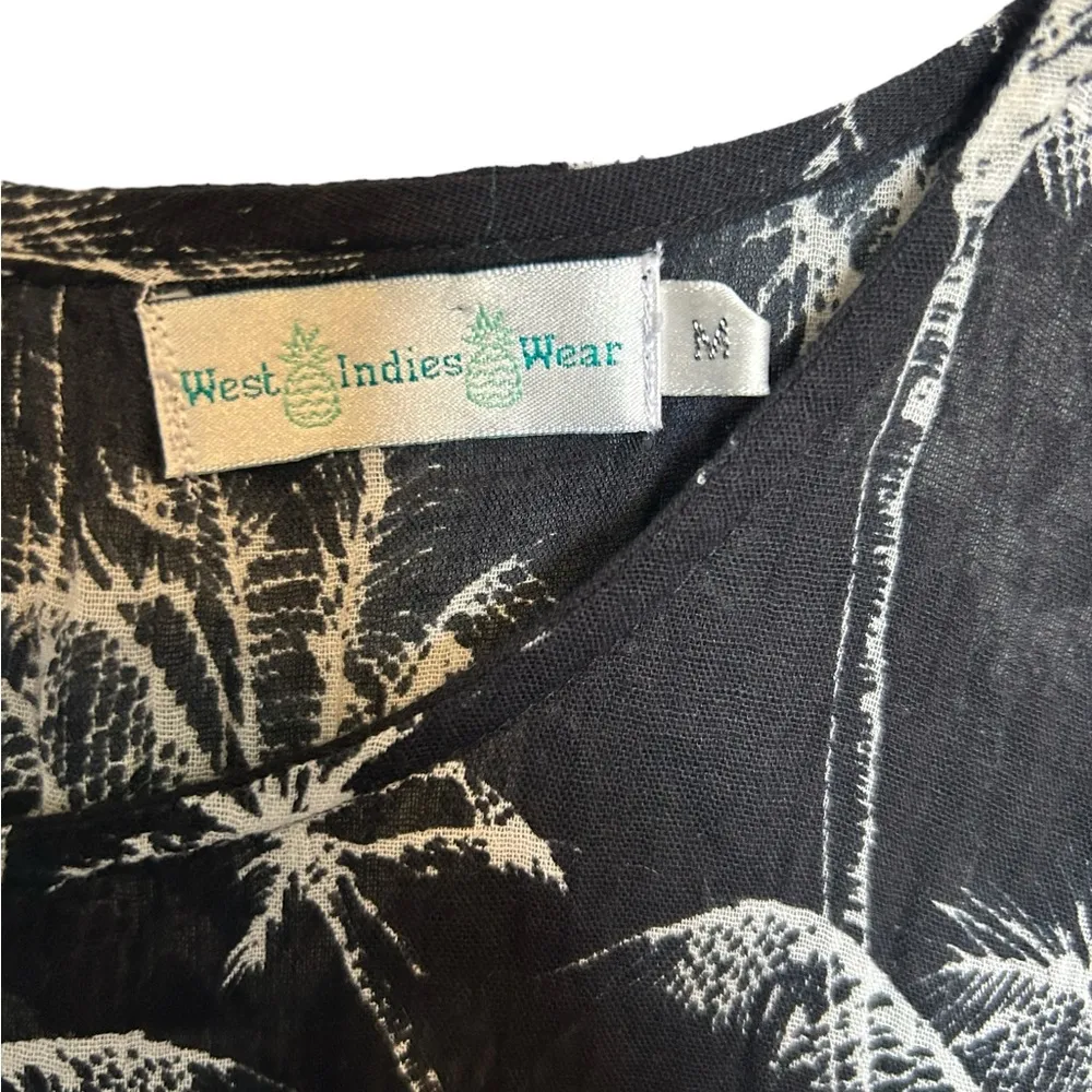 West Indies wear black and white sleeveless palm tree dress size medium - Image 4