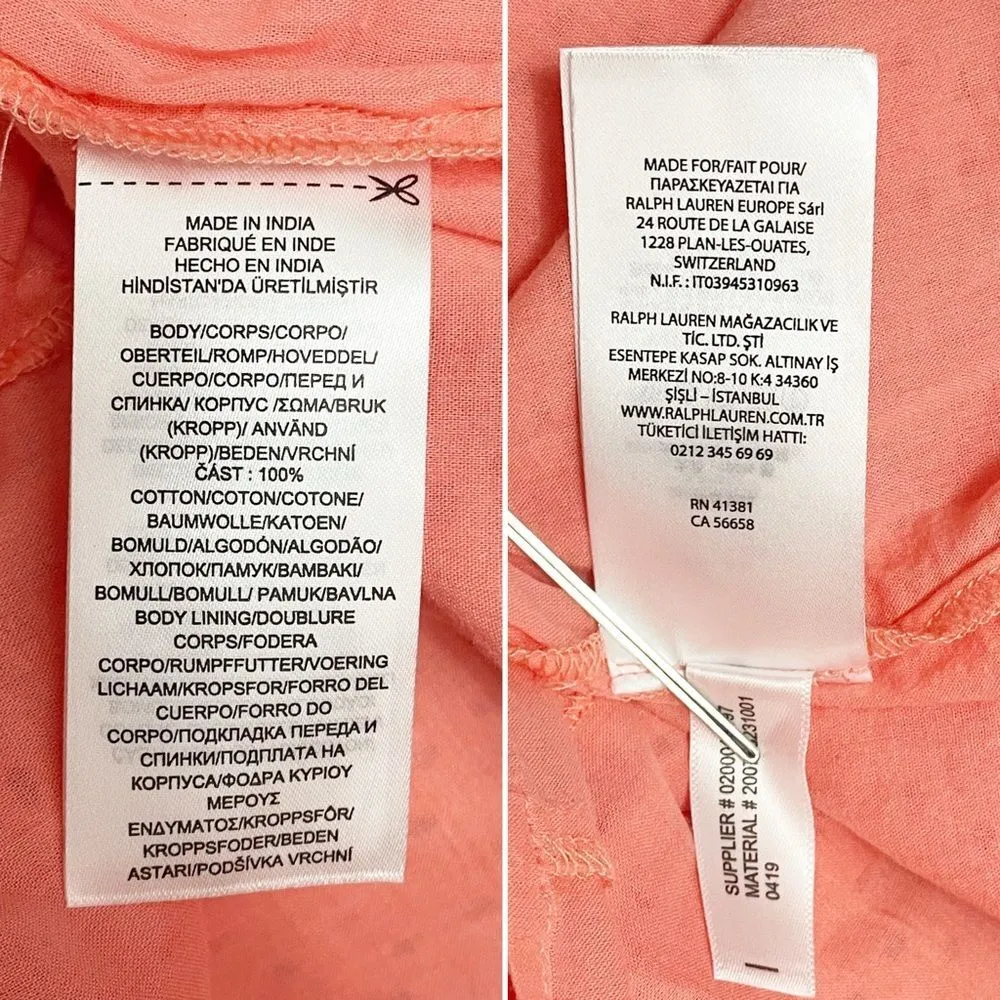 NWT Lauren Ralph Lauren Sun Coral Eyelet Off Shoulder Midi Dress Size 8 Cotton - Image 14