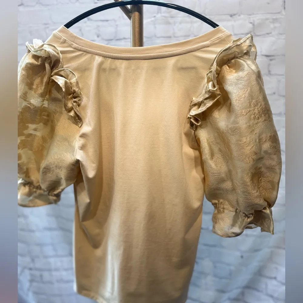 Anthropologie Brocade Statement Jacquard Puff-Sleeve Top size Large - Image 15