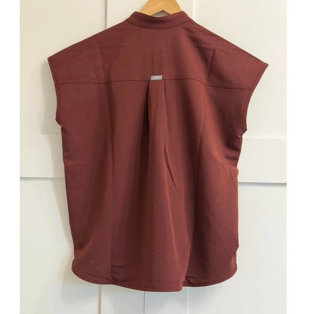 FIGS  Rafaela Oversized Scrub Top in Walnut, Size Small - Image 10