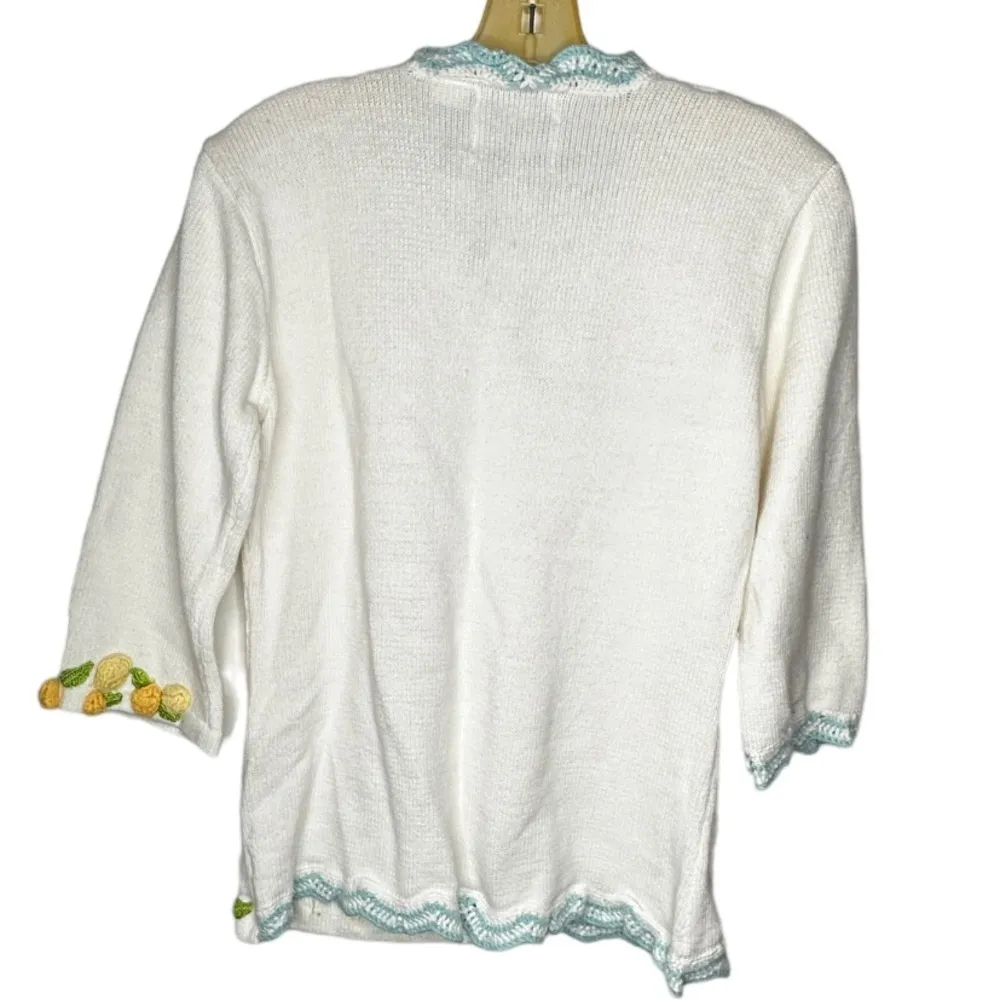Vintage Storybook Knits Cardigan Sweater‎ White Size XS - Image 5
