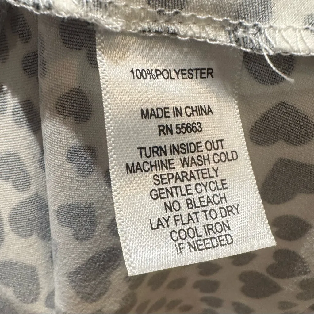 Rachel Zoe black and white heart leopard print satin maxi skirt size large - Image 7