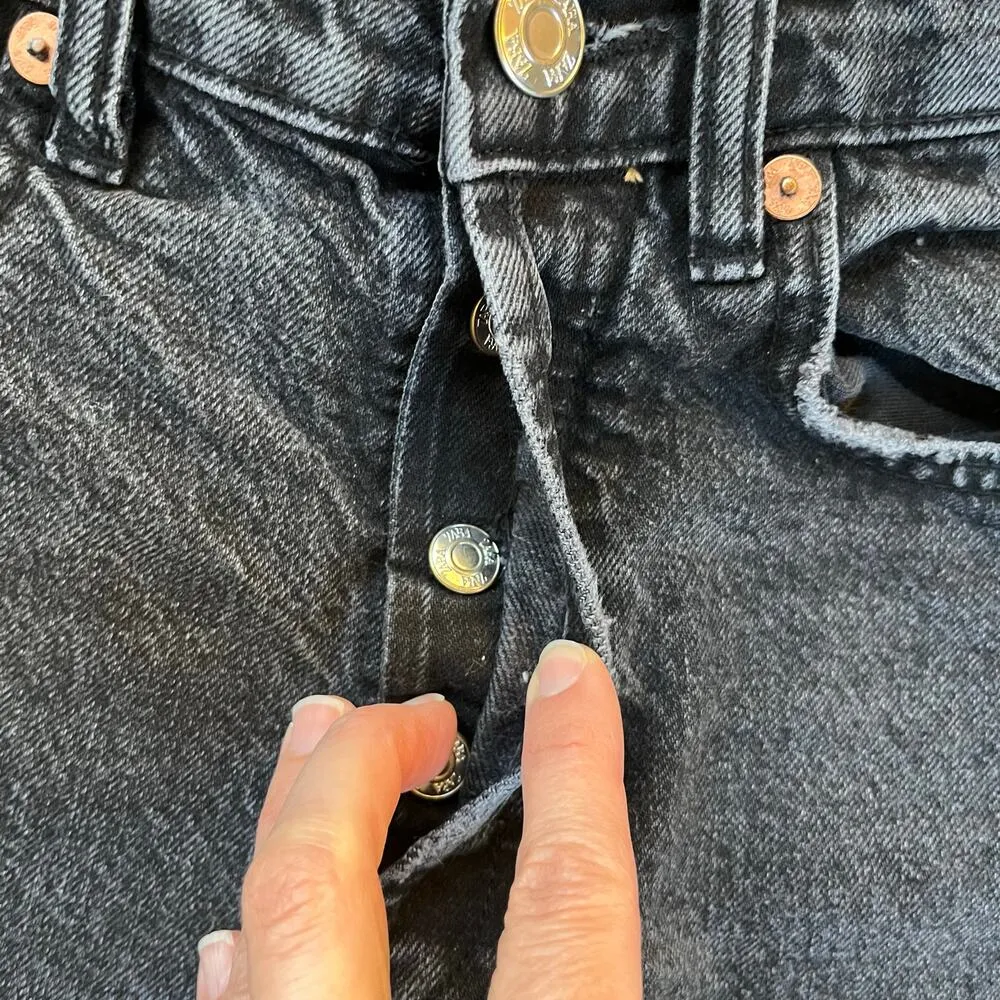 Zara Women's High Waisted Button Fly Jeans Black Wash 100% Cotton Size 2 - Image 5